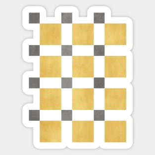 Chequer Pattern Warm Yellow Dark Grey Sticker